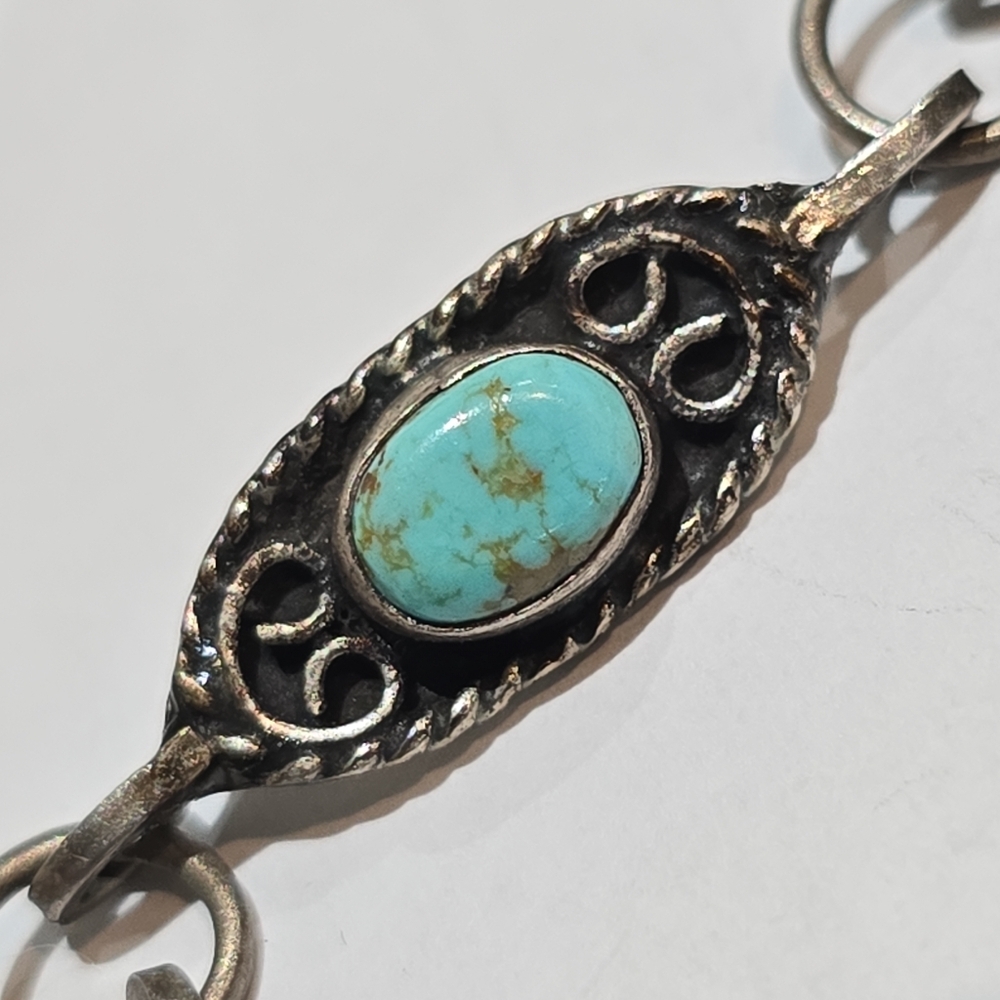 Vintage 925 Sterling Silver & Turquoise MEXICO GA02 Bracelet - Picture 4 of 8